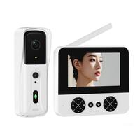 Wireless Smart Video Doorbell with 4 3 Inch Display and Mobile Phone Remote Function for Improved Home Intercom Experience (White)