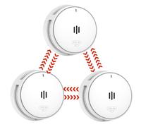 Wireless Smoke Alarm Pre-Connected, Interconnected Smoke Detector for Home, Pre-interlinked Wireless Fire Alarm with 10 Year Battery,conforms to EN14604 Standard (3 wireless smoke alarm)