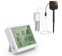 Wireless Soil Tester with Solar-Powered Probe, 7-in-1 Soil Meter of pH, Moisture, Fertility, Temp, Sunlight& More, Auto Data Refresh Every 20 Min, Expandable to 19 Probes for Garden, Lawn & Greenhouse