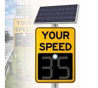 Wireless Solar Power Speed Limit Warning Sign with LED Radar Feedback Display for Road Safety and Traffic Control