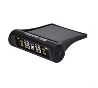 Wireless Solar-Powered TPMS for Cars with 4 Built-in Sensors, Real- Tire Pressure &, Low/High Pressure & Ale
