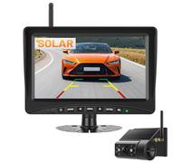 Wireless Solar Reversing Camera, 7 Inch Digital Reversing Camera 1080P Monitor, with HD Night Vision, DVR Recording, IP66 Waterproof Reversing Cameras for Car, Truck, Van, SUV, Motorhome (7 Inch)