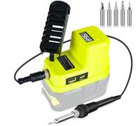 Wireless Soldering Iron for Ryobi 18 V Battery, Fast Heating, Electric Digital LCD Soldering Station with USB and Type-C Charging Ports, Portable Adjustable Soldering Iron Set for DIY Enthusiasts