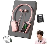 Wireless Sound Card Live Streaming Earphones, Broadcasting and Audio Editing Earphones, Waterproof Neckband Bluetooth Headphones with Display (Pink)