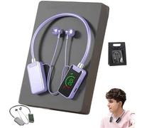 Wireless Sound Card Live Streaming Earphones, Broadcasting and Audio Editing Earphones, Waterproof Neckband Bluetooth Headphones with Display (Purple)