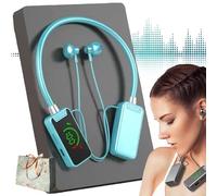 Wireless Sound Card Live Streaming Earphones, Waterproof Wireless Neckband Bluetooth Headphones with Display - Sound Card Headset, Sound Card Live Broadcasting and Audio Editing Earphones (Blue)