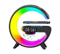 Wireless Speaker Charger | G Shape LED Wireless Charging Speaker | Atmosphere Night Light Wireless Pho ne Charger | RGB Color Changing Ambient Light Alarm Clock All in O ne LED Table Lamp for Bedroom