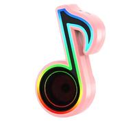 Wireless Speaker, Note Shape 3D Lamp, LED Night Light, Portable Speaker with FM Radio and TF Card Playback, 6.1 x 3.1 in / 15.5 x 8 cm, 1200 mAh, Creative Gift, Pink