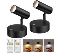 Wireless Spot Light, 5000mAh Battery Operated Picture Lights, Accent Light Indoor with Timer and Remote, Dimmable Wall Spotlight for Plant and Artwork, 3000K/4000K/6000K, 2 Pack