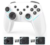 Wireless Switch Controller,Switch Pro Controllers for Nintendo Switch/Lite/OLED/PC,Bluetooth PC Gaming Controller with 9-Color RGB LEDs, 950mAh Battery, Programmable Buttons,Gyro Axis,Turbo, White