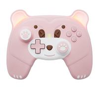 Wireless Switch Pro Controller for Switch/Lite/OLED/PC, Wireless Pro Controller with Headphone Jack, Support Macro Wake-Up Turbo Dual Vibration Motion, Cute Pink