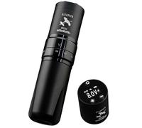 Wireless Tattoo Gun - DISCOVERDEVICE Pen Tattoo Machine with 7 Stroke Length Adjustable,2 Replaceble Batteries for Long Session,Wireless Rotary Tattoo Machine DF7 for Pro Artists (BLACK DF7 PRO)
