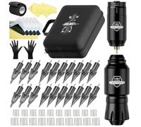 Wireless Tattoo Pen for Beginners, Tattoo Machine Kit with 5 Level Voltage Control and 3.5mm Stroke, RCA Battery Power for Lining and Shading - Rotary Tattoo Device with Case,Black