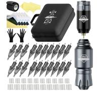 Wireless Tattoo Pen for Beginners, Tattoo Machine Kit with 5 Level Voltage Control and 3.5mm Stroke, RCA Battery Power for Lining and Shading - Rotary Tattoo Device with Case,Gray