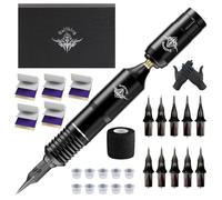Wireless Tattoo Pen Kit - Detachable Power Supply Rotary Tattoo Machine with 6000-12000RPM Motor, 6-11V Voltage Range, Type-C,Black Silver,B