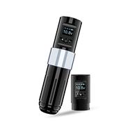 Wireless Tattoo Pen with OLED Display - Adjustable Voltage Rotary Tattoo Machine, 12V 12000 RPM Motor, 1700mAh Battery, 8 Hours Working for Professional Artists,Black,2 batteries