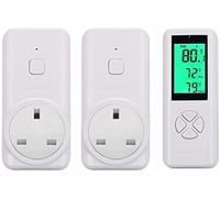 Wireless Temperature Controller, Remote Control Detect Temp, Digital Plug in Thermostat Outlet Built in Temp Sensor, Heating & Cooling for A/C, Fans, Heaters (1 Controller with 2 Receiver)