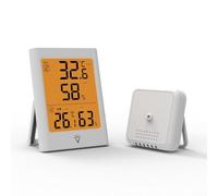 Wireless Thermometer and Hygrometer for Indoor Outdoor Use, Digital Temperature Humidity Monitor with Large Display, Weather Clock, Waterproof Sensor, °C/°F(white)