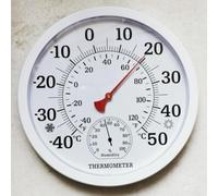 Wireless Thermometer Hygrometer 25cm Large for dial Indoor Outdoor Garden Weather Station White(white)