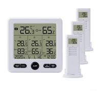 Wireless Thermometer Hygrometer Indoor Outdoor with Radio Weather Station, Digital Display for Temperature and Humidity, Wireless Transmission Distance 100m (White)