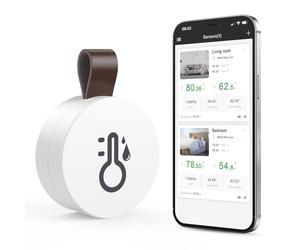 Wireless Thermometer Hygrometer, ORIA Mini Bluetooth 5.0 Humidity Temperature Sensor with Data Export and Alerts for iOS Android, Smart Real-Time Records for House, Wine Cigar, Living Room, Baby Room