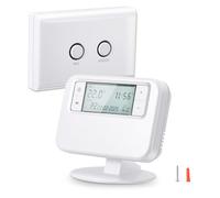 Wireless Thermostat ESRTP4RF+, Wireless Programmable Room Thermostat for Gas Boiler & Water Underfloor Heating, Central Heating Controller with TPI Energy Saving, Timer, Backlit LCD Display, 3 Modes