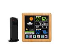 Wireless Touch Screen Weather Station Wooden Alarm Clock Station Indoor Outdoor Thermometer Hygrometer Home TimeWatch Desktop(2)