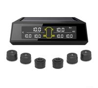 Wireless TPMS Solar Charge with 6 Waterproof Sensors - High Precision Tyre Temp Display PSI Bar Units for Trucks Buses Coaches(external)