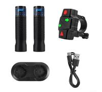 Wireless Turn Signals For Electric Scooter And Bicycle With Handlebar Grips And Remote Control, Waterproof Ip X65 Rechargeable For Battery System, Black Color, 22mm Mounting Size For Safe Night Riding