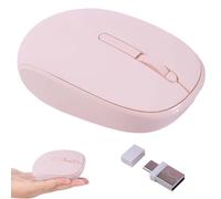 Wireless Type-C + USB-A Mouse,Dual Interface Plug and Play, Silent Portable Lightweight Small Cordless Optical Mouse, 3 Buttons for Mobile Phone Tablet Laptop MacBook PC, Boy Girl Men Women Gift（Pink）