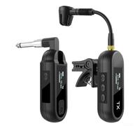 Wireless UHF Saxophone Microphone System, Clip-On Instrument Mic for Sax & Trumpet, 100ft Range, Rechargeable Transmitter Receiver with Preset EQ, Black(1 to 1)