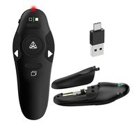 Wireless USB-A & USB-C 2.4 GHz Presenter Remote Clicker for PowerPoint & Slides Plug And Play - Presentation Clicker with Red Laser Pointer, 300m Remote Range Wireless Presenter Clicker for Mac/PC