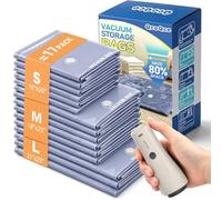 Wireless Vacuum Storage Bags with Pump, 17 Pack (3 L/6 M/ 6 S/2 XS),Space Saving Bags for Travel, Moving & Home Organization,Compression Packing Cubes for Suitcase, Closet & Cruise Must Haves