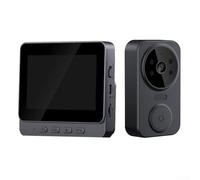 Wireless Video Doorbell 4 3 Inch IPS Screen Two Way Video Intercom TF Card Recording Night Visions WiFi Quick Install Ultra Low Power Black Home Security Monitor