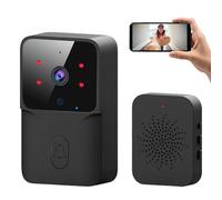Wireless Video Doorbell with Camera, Rechargeable Ring Doorbell 2.4Ghz Wifi Door Bell Camera Voice Changer/Call Night Vision Snapshot Front Door Cameras Security Doorbell for Home Apartment Hotel
