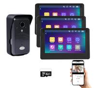 Wireless Video Intercom Apartment System Wire Free1080P HD Doorbell Camera 7 Inch Touch Screen Monitor with Motion Detection TUYA APP for Home Apartment Villas,No Monthly Fees (1 doorbell + 3 monitor)