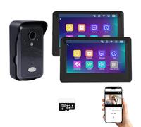 Wireless Video Intercom Apartment System Wire Free1080P HD Doorbell Camera 7 Inch Touch Screen Monitor with Motion Detection TUYA APP for Home Apartment Villas,No Monthly Fees (1 doorbell + 2 monitor)