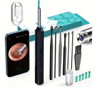 Wireless Visual Ear Pick, 360-degree Wide-angle Otoscope Camera, 1080p Hd Ear Canal Cleaner, Rechargeable Portable Earwax Removal Tool, Silicone Soft-tip Safety Ear Spoon (Black)