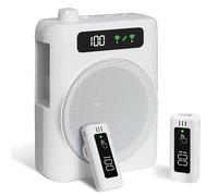 Wireless Voice Amplifier Lavalier Microphone, Portable Voice Amplifier with 2 Wireless Microphones,One-touch Mute,Built-in Rechargeable Microphone Compartment, for Teachers, Tour Guides (White)