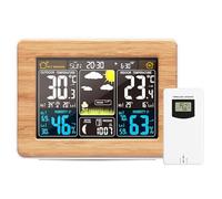 Wireless Weather Station Digital Colorful Weather Forecast Clock with Outdoor Sensor Indoor Outdoor Thermometer with Time Date Temperature Humidity Barometer Alarm Moon Phase Display Weather Clock