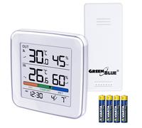 Wireless Weather Station Temperature Humidity IN/OUT Clock Alarm 4x AAA Battery