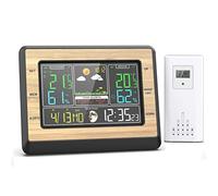 Wireless Weather Station with 6 Inch Color Screen, Indoor Outdoor Thermometer with Forecast, Humidity, Time, Date & Moon Phase for Home Office Use