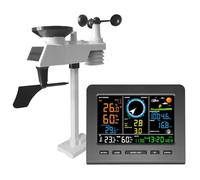 Wireless Weather Station with Indoor/Outdoor Sensors, LCD Display for Temperature, Humidity, Wind Speed, Direction, Rainfall Monitoring and PC Data Sync