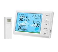 Wireless Weather Station with Outdoor Sensor Luckits Digital Weather Station Weather Forecast/Time/Calendar/Alarm/Temperature Humidity Indoor Outdoor Thermometer Wireless Weather Clock in Home Garden