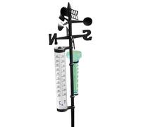 Wireless Weather Station with Rotating Bracket 55'' Easy Setup Weather Station with Rain Gauge, Thermometer and Vane for Garden Measurement, Garden Tools