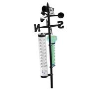 Wireless Weather Station with Rotating Bracket 55'' Easy Setup Weather Station with Rain Gauge, Thermometer and Vane for Garden Measurement Rain Gauge