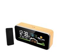 Wireless Weather Station Wooden Alarm Clock Digital Thermometer Humidity Temperature Sensor Home Desktop Time Watch