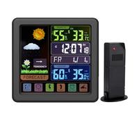 Wireless Weather Station Wooden Alarm Clock Digital Thermometer Humidity Temperature Wireless Sensor Home TimeWatch Desktop #30(B)