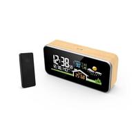 Wireless Weather Station Wooden Alarm Clock Digital Thermometer Humidity Temperature Wireless Sensor Home TimeWatch Desktop #30(A)