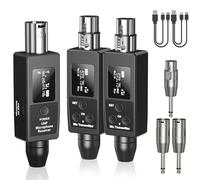 Wireless XLR Transmitter and Receiver Rechargeable Mic Adapter UHF 98ft Range,Dual Receiver Support 20 Channels XLR to 1/4'' Adapter, for Condenser Mics, Audio Mixer,Electric Guitar Bass